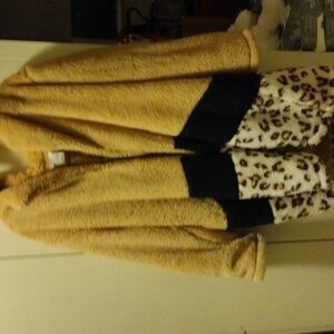 K Jordan,tan and animal print robe women's plus 3X